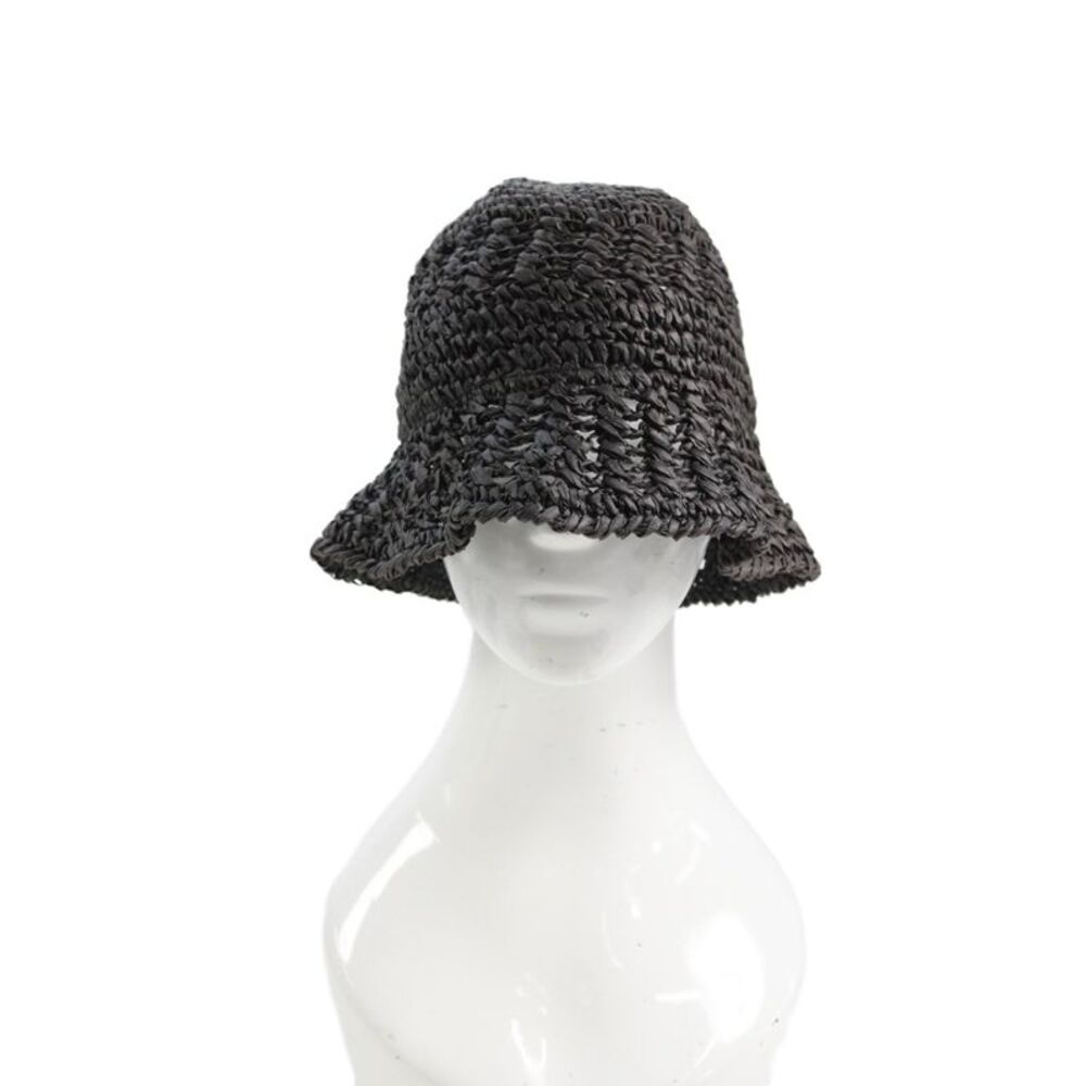 COS Womens Paper Woven Bucket Hat Solid Gray Size XS